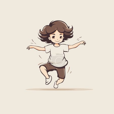 Illustration for Cute little girl jumping. Vector illustration of a child jumping. - Royalty Free Image