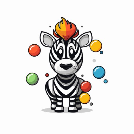 Illustration for Zebra playing Juggling Mascot Cartoon Character Vector Illustration - Royalty Free Image
