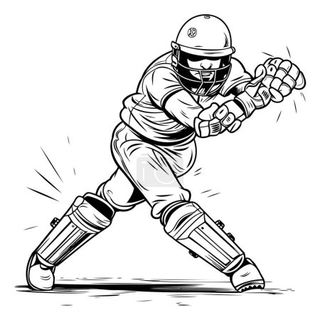Illustration for Cricket Player in Action. Vector illustration ready for vinyl cutting. - Royalty Free Image