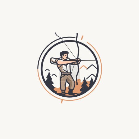 Illustration for Archery logo template. Vector illustration of a man archer. - Royalty Free Image