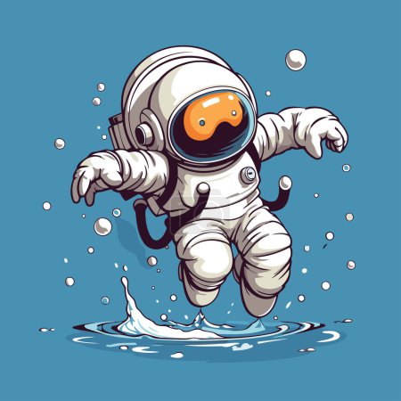 Ilustración de Astronauta en el agua. Ilustración vectorial de un personaje de dibujos animados. - Imagen libre de derechos
