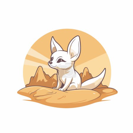 Illustration for Cute cartoon kangaroo in the desert. Vector illustration. - Royalty Free Image