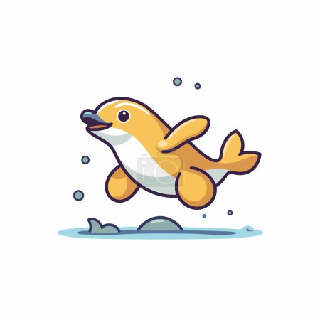Téléchargez les illustrations : Joli petit poisson sautant hors de l'eau. Illustration vectorielle. - en licence libre de droit