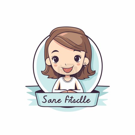 Illustration for Illustration of a cute little girl with speech bubble. Vector illustration - Royalty Free Image