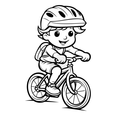 Téléchargez les illustrations : Illustration d'un garçon sur un vélo sur fond blanc. - en licence libre de droit