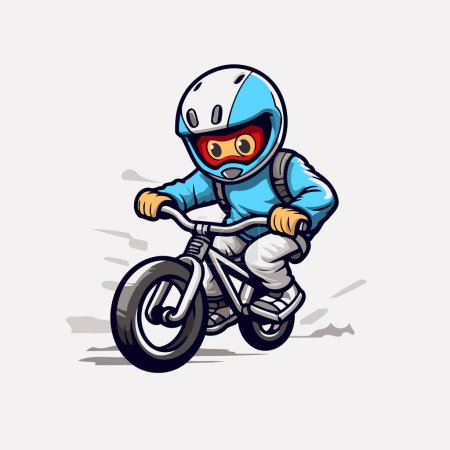 Illustration for Vector illustration of a motorcyclist in helmet riding a bike. - Royalty Free Image