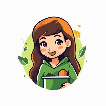 Illustration for Vector illustration of a girl with a book in her hands on a white background. - Royalty Free Image
