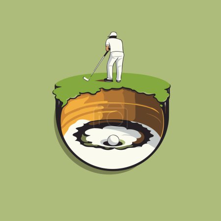 Illustration for Golf player with ball on golf course. Vector illustration of a golf player. - Royalty Free Image