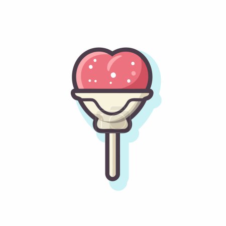 Illustration for Candy lollipop icon in flat color style. Vector illustration. - Royalty Free Image