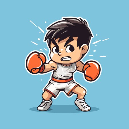 Illustration for Boxing Boy Cartoon Mascot Character Vector Illustration Design. - Royalty Free Image