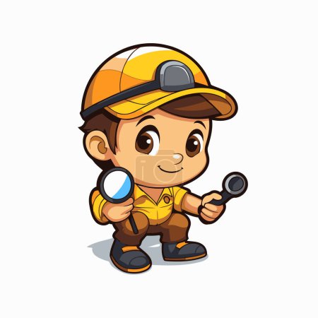 Illustration for Illustration of a Cute Little Boy Holding a Magnifying Glass - Royalty Free Image