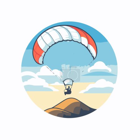 Illustration for Paraglider flying in the sky. Paraglider on the background of mountains. - Royalty Free Image