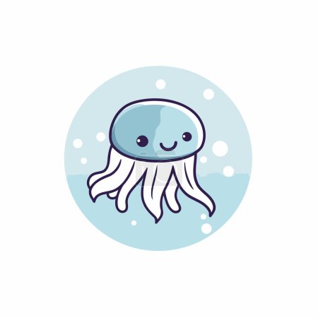 Illustration for Cute jellyfish vector icon. Cartoon illustration of cute jellyfish. - Royalty Free Image