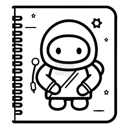 Illustration for Cute Cartoon Astronaut on Notebook. Vector Illustration. - Royalty Free Image