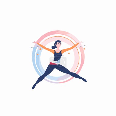 Illustration for Yoga vector illustration. Woman doing yoga exercise. Healthy lifestyle concept. - Royalty Free Image