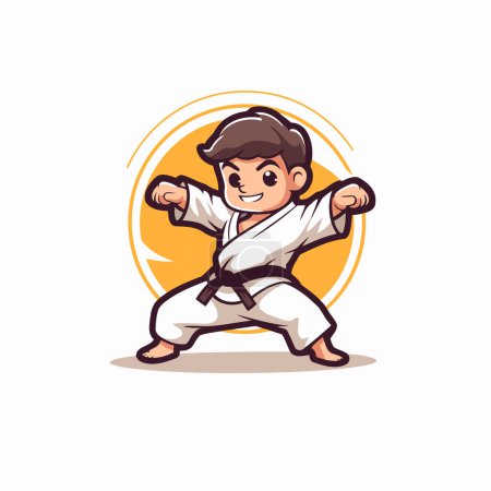 Ilustración de El chico Taekwondo. Ilustración vectorial sobre fondo blanco. - Imagen libre de derechos