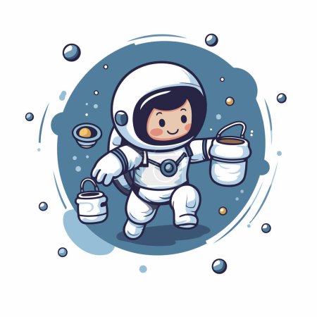 Illustration for Astronaut in outer space. Cute cartoon vector illustration. - Royalty Free Image