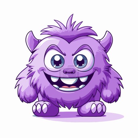 Ilustración de Monstruo de dibujos animados lindo aislado sobre fondo blanco. Ilustración vectorial de monstruo púrpura. - Imagen libre de derechos