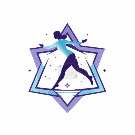 Illustration for Fitness logo design template. Gymnastics logo vector illustration. - Royalty Free Image