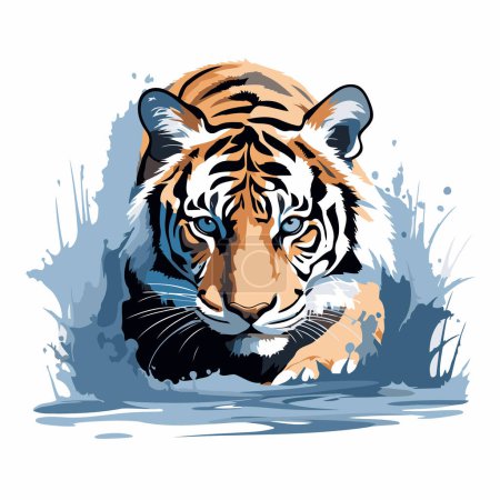 Illustration for Tiger head in grunge style. Vector illustration for your design - Royalty Free Image