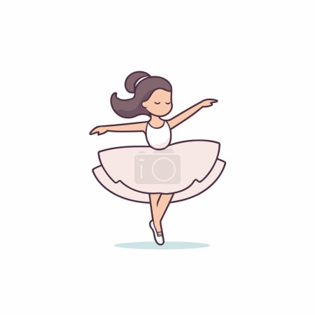 Ballerina in white tutu. Vector illustration in flat style