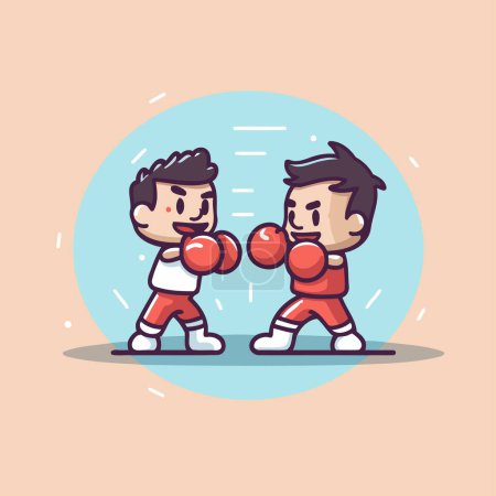 Ilustración de Un par de boxeadores boxeando. Ilustración vectorial en estilo de dibujos animados. - Imagen libre de derechos