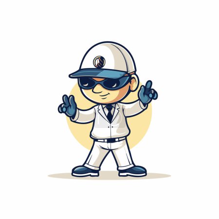 Illustration for Cartoon police officer. Vector illustration in a flat style on a white background. - Royalty Free Image