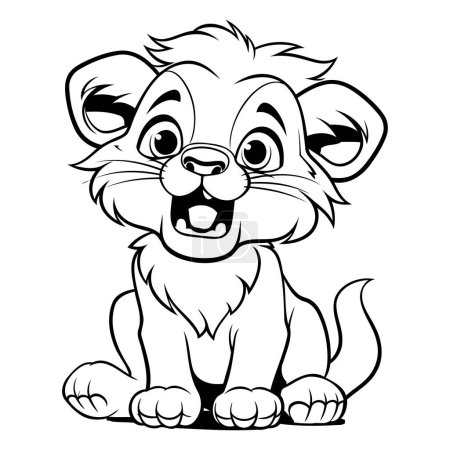 Ilustración de Lion - Ilustración de dibujos animados en blanco y negro. Juego educativo para niños - Imagen libre de derechos