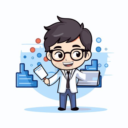 Illustration for Cute Cartoon Scientist Character - Vector Illustration. - Royalty Free Image