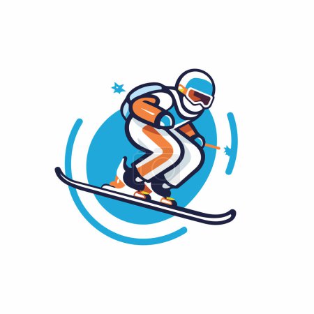 Téléchargez les illustrations : Logo de ski. Illustration vectorielle d'un skieur dans le sport d'hiver. - en licence libre de droit