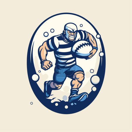 Illustration for Rugby player with ball. Vector illustration for your design. - Royalty Free Image