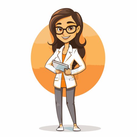 Illustration for Smiling doctor woman with stethoscope. Vector illustration in cartoon style. - Royalty Free Image