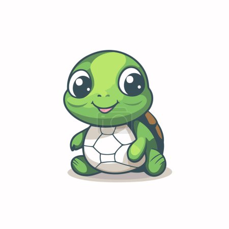 Téléchargez les illustrations : Mignon personnage de tortue de dessin animé jouant avec le ballon de football. Illustration vectorielle. - en licence libre de droit