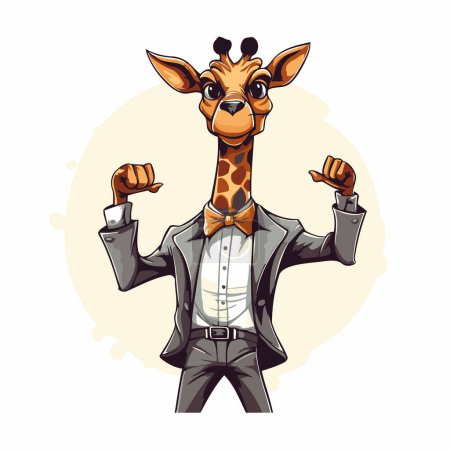 Téléchargez les illustrations : Girafe en costume isolé sur fond blanc. Illustration vectorielle. - en licence libre de droit