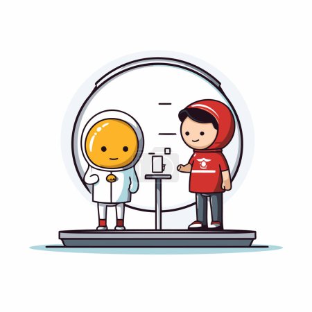 Illustration for Astronaut and astronaut in space. Vector illustration. Cartoon character. - Royalty Free Image