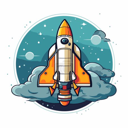 Illustration for Space rocket icon. Vector illustration in cartoon style. Isolated on white background. - Royalty Free Image