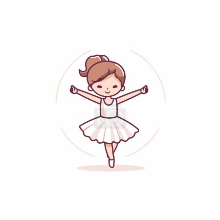Téléchargez les illustrations : Jolie petite ballerine dans un tutu blanc. Illustration vectorielle. - en licence libre de droit