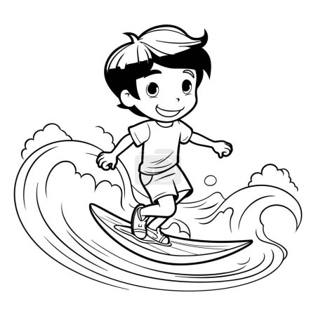 Illustration for Boy on surfboard cartoon vector illustration graphic design vector illustration graphic design - Royalty Free Image
