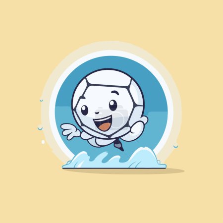 Illustration for Cute cartoon soccer ball jumping in the water. Vector illustration. - Royalty Free Image