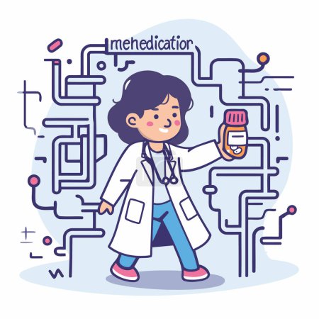 Illustration for Medicine and healthcare concept. Vector illustration in flat cartoon style. - Royalty Free Image