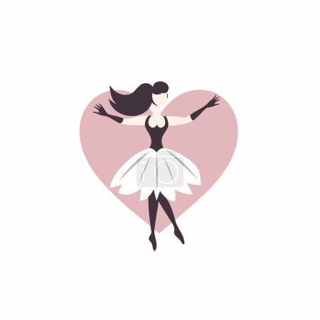 Vector illustration of a ballerina in a white tutu.