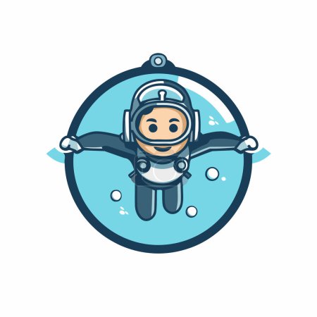 Cute boy in spacesuit with open arms. Vector illustration.