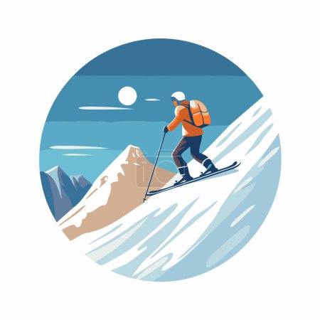 Téléchargez les illustrations : Snowboarder dans les montagnes. Illustration vectorielle en style plat. - en licence libre de droit