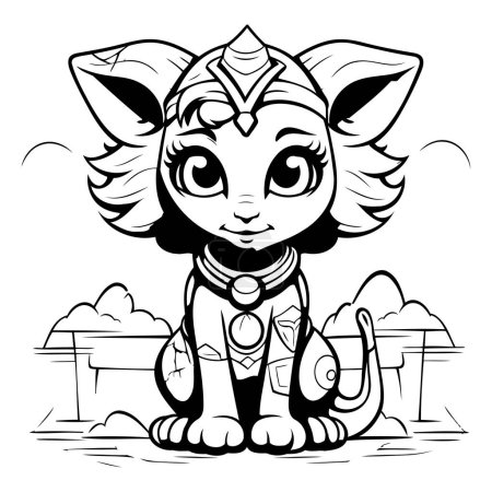 Illustration for Black and White Cartoon Illustration of Cute Indian Cat Animal Character for Coloring Book - Royalty Free Image