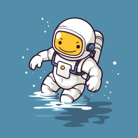 Illustration for Astronaut floating in the water. Vector illustration. Cartoon style. - Royalty Free Image