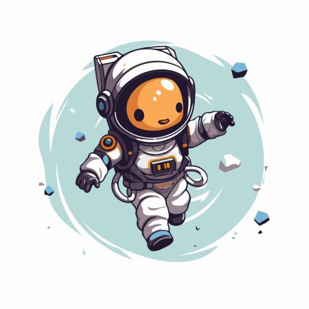 Téléchargez les illustrations : Astronaute en combinaison spatiale. Illustration vectorielle sur fond blanc. - en licence libre de droit