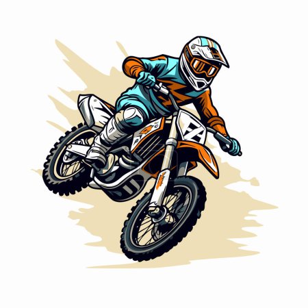 Ilustración de Piloto de motocross en moto. Ilustración vectorial de un motocross - Imagen libre de derechos