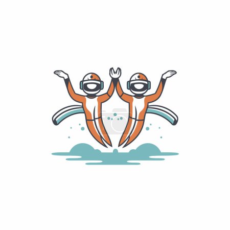 Illustration for Scuba diving vector logo design template. Snorkeling icon. - Royalty Free Image