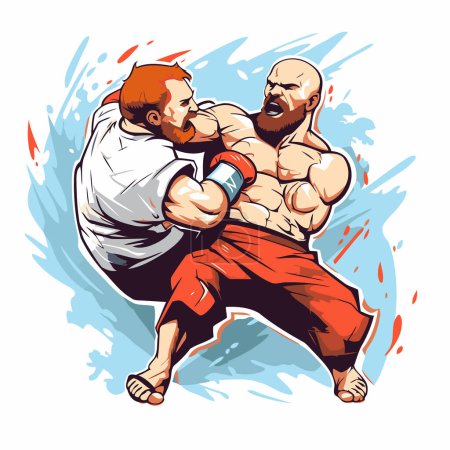 Téléchargez les illustrations : Combattants des arts martiaux. Illustration vectorielle du combattant mma en action. - en licence libre de droit