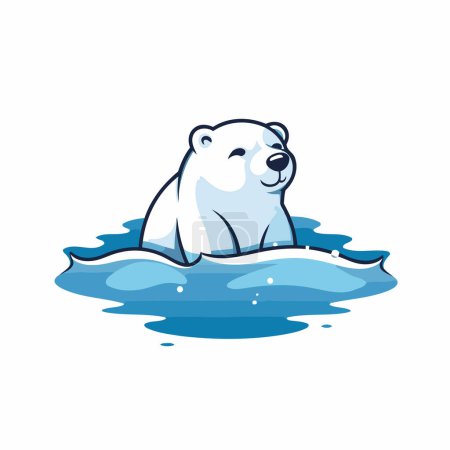 Téléchargez les illustrations : Ours polaire nageant dans l'eau. Illustration vectorielle sur fond blanc. - en licence libre de droit